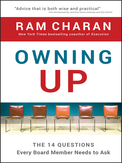 Owning Up (eBook): The 14 Questions Every Board Member Needs to Ask
